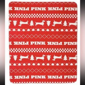 Victoria’s Secret Red Weenie Dog Holiday Plush Sherpa Blanket